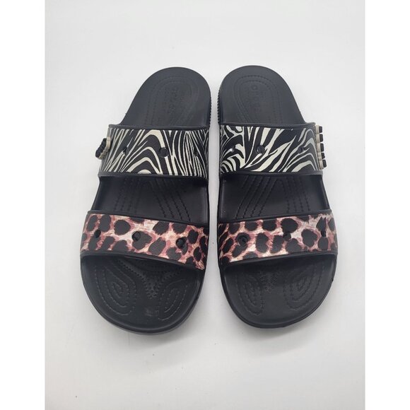 CROCS Unisex Classic Animal Remix Two-Strap Slide Sandals Mens-10 Womens-12 - Picture 2 of 7